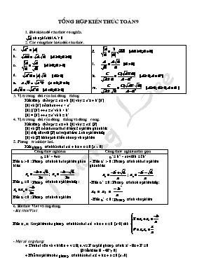 Tổng hợp kiến thức Toán 9